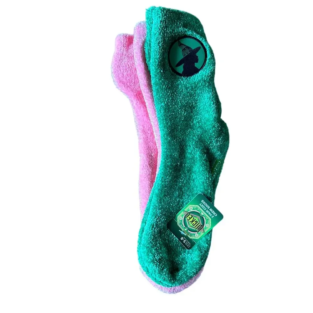 Bioworld Merch Wicked NWT Womens Size 9-11 Green & Pink Fuzzy Socks Non Slip